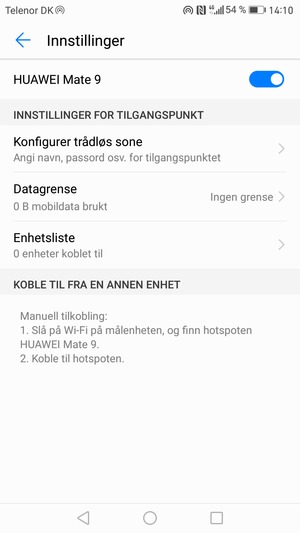 Telefonen din er konfigurert for bruk som et modem