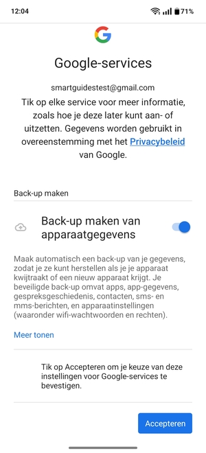 Selecteer Accepteren