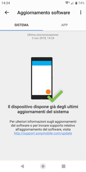 Se il tuo telefono è aggiornato, vedrai la seguente schermata