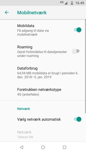 Slå Vælg netværk automatisk fra