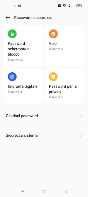 Seleziona Sicurezza sistema