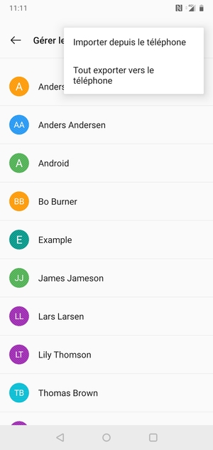 Sélectionnez Tout exporter vers le téléphone