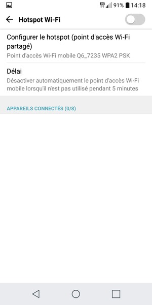 Sélectionnez Configurer le hotspot (point d'accès Wi-Fi partagé)
