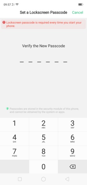 Confirm your New Passcode