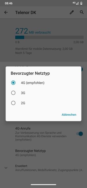 Wählen Sie die gewünschte Option