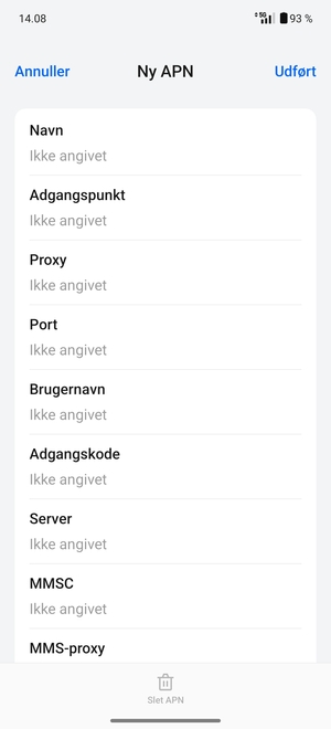 Indtast internet-oplysninger