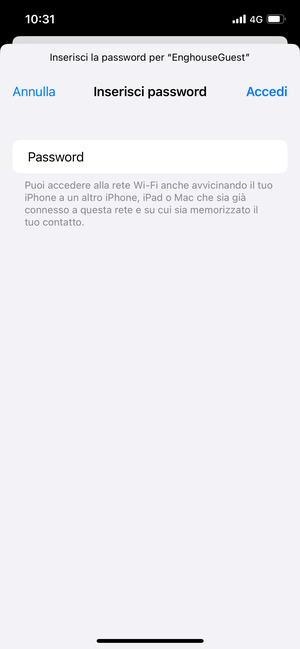 Inserisci la password del Wi-Fi e seleziona Accedi