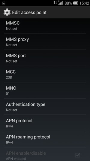 Scroll down and enter MMS information