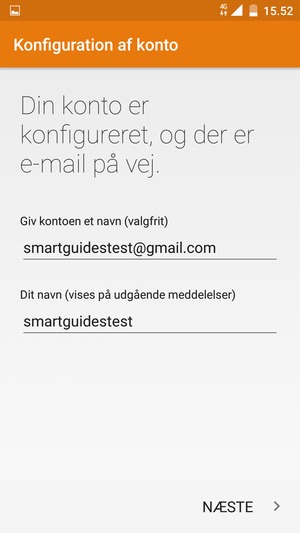 Giv din konto et navn og indtast dit navn. Vælg NÆSTE