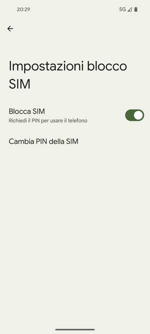 Seleziona Cambia PIN della SIM