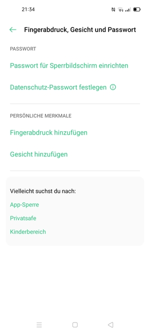 Wählen Sie Passwort für Sperrbildschirm einrichten