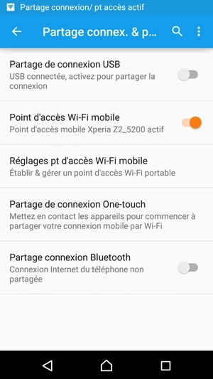 Votre téléphone est maintenant configuré pour être utilisé comme modem