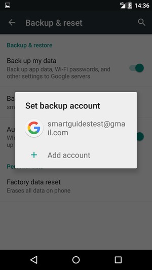 Select your backup account