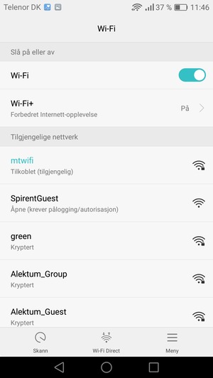 Du er nå koblet til Wi-Fi-nettverket