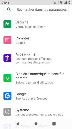 Faites défiler et sélectionnez Sécurité