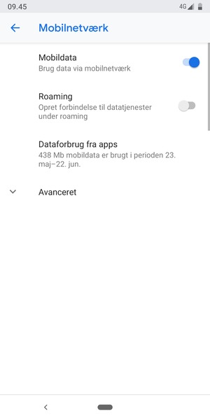 For at skifte netværk, hvis der opstår netværksproblemer, vælg Avanceret
