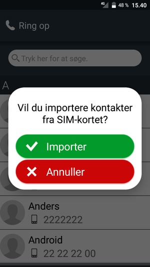 Vælg Importer