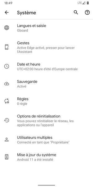 Sélectionnez Mise à jour du système
