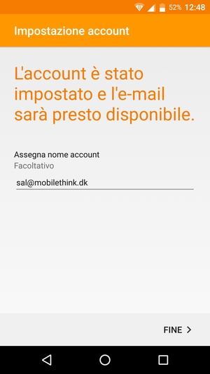 Scegli un nome per il tuo account e seleziona FINE
