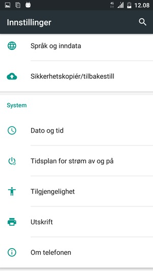 Bla til og velg Om telefonen