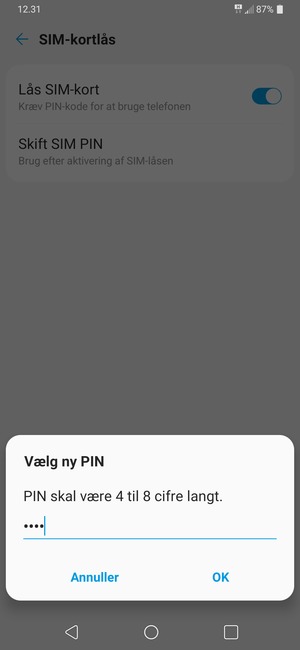 Indtast din Nye SIM-kort PIN og vælg OK