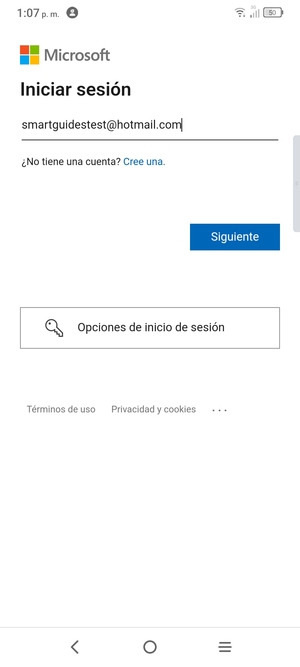 Introduzca su Dirección de correo electrónico y seleccione Siguiente