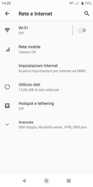 Seleziona Rete mobile