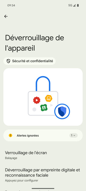 Sélectionnez Verrouillage de l'écran