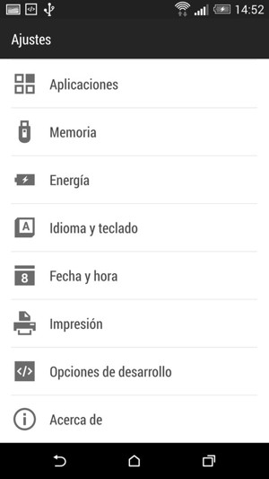 Desplácese y seleccione Acerca de