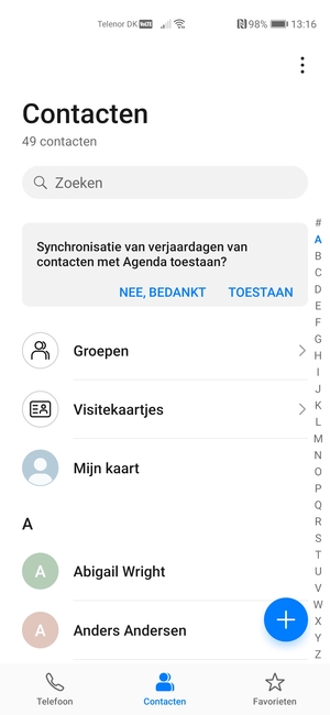 Selecteer de Menu-knop