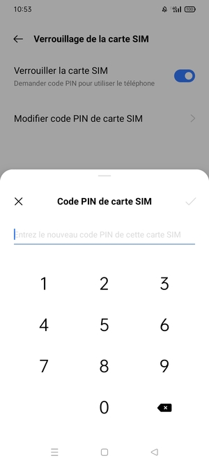 Saisissez votre Nouveau code PIN de carte SIM et sélectionnez OK
