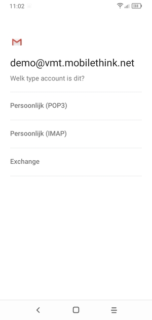 Selecteer Persoonlijk (POP3) of Persoonlijk (IMAP)