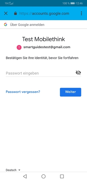 Geben Sie Ihre Gmail Passwort ein und wählen Sie Weiter