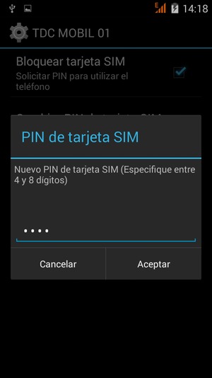 Introduzca su Nuevo PIN de tarjeta SIM y seleccione Aceptar