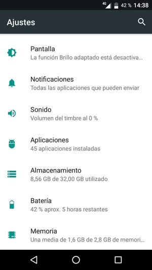 Desplácese y seleccione Batería