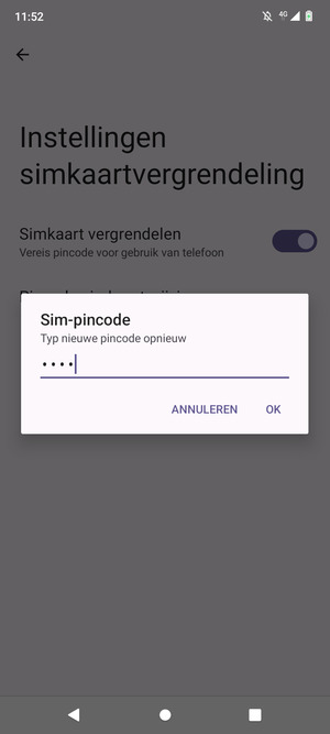 Bevestig uw nieuwe sim-pincode en selecteer OK