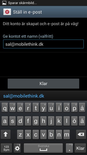 Ge ditt konto ett namn och välj Klar
