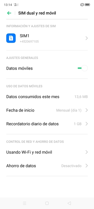 Seleccione SIM1 o SIM2