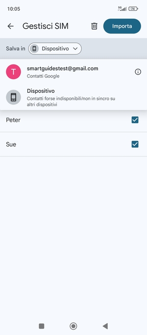 Seleziona il tuo account  Google