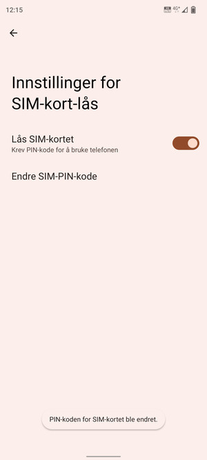 Din PIN-kode for SIM-kort er endret