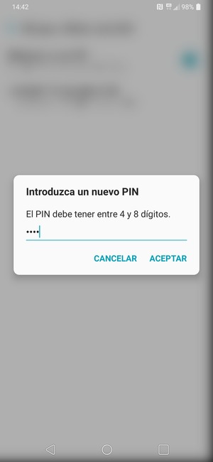 Introduzca su Nuevo PIN de la tarjeta SIM y seleccione ACEPTAR