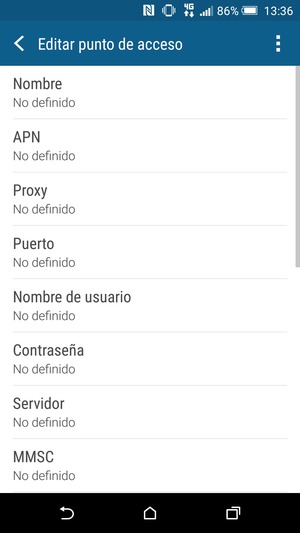 Introduzca la información de MMS