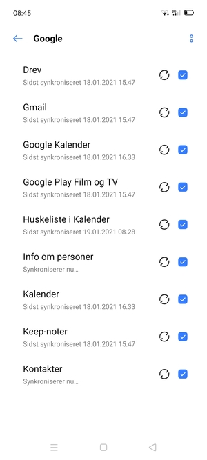 Dine oplysninger vil blive synkroniseret