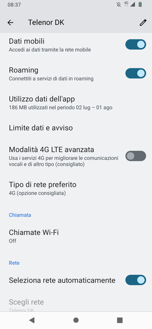 Attiva o disattiva Roaming