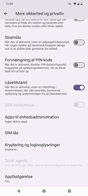 Scroll til og vælg SIM-lås