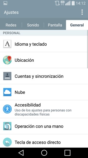 Seleccione Cuentas y sincronización