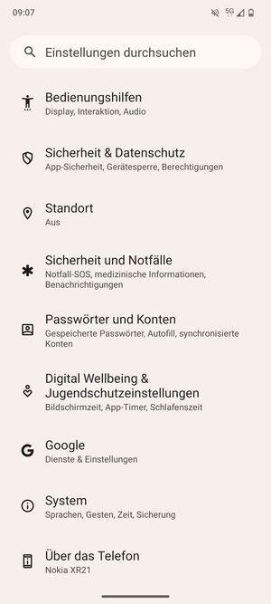 Scrollen Sie und wählen Sie System