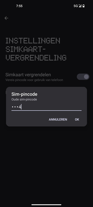 Voer uw Oude sim-pincode in en selecteer OK