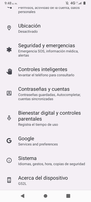 Desplácese y seleccione Sistema