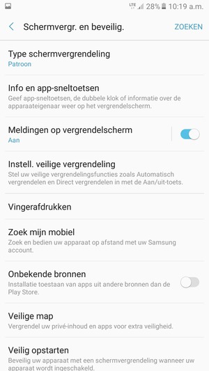 Uw telefoon is nu beveiligd met een schermvergrendeling